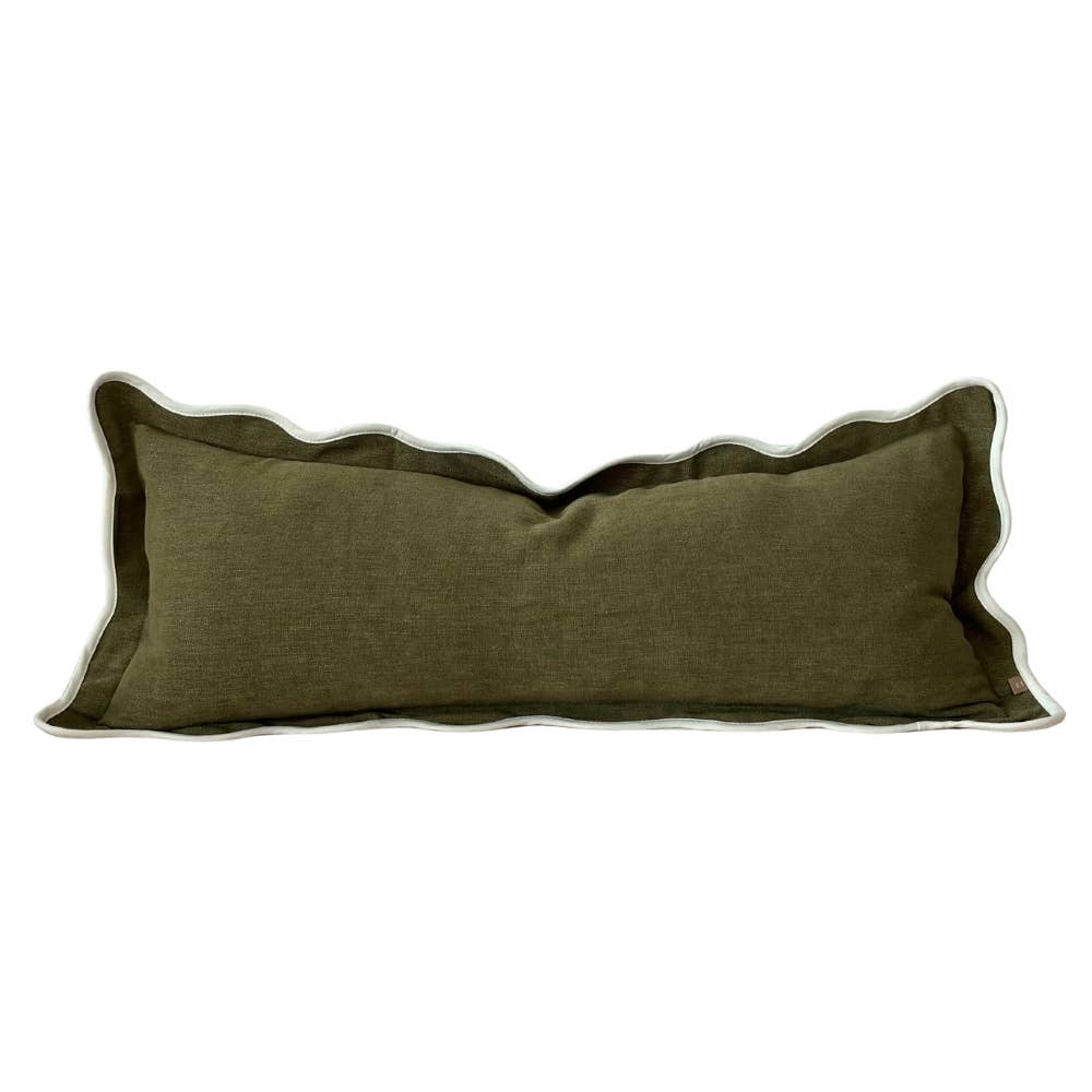 Olive Scalloped Edge Bolster