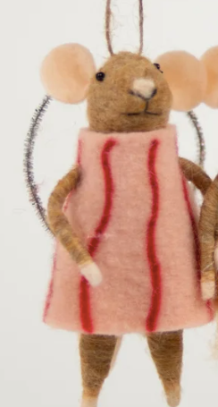 Mice Stripped Pink | Christmas Ornament