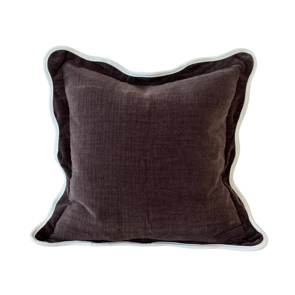 Dark Brown Scalloped Edge Cushion