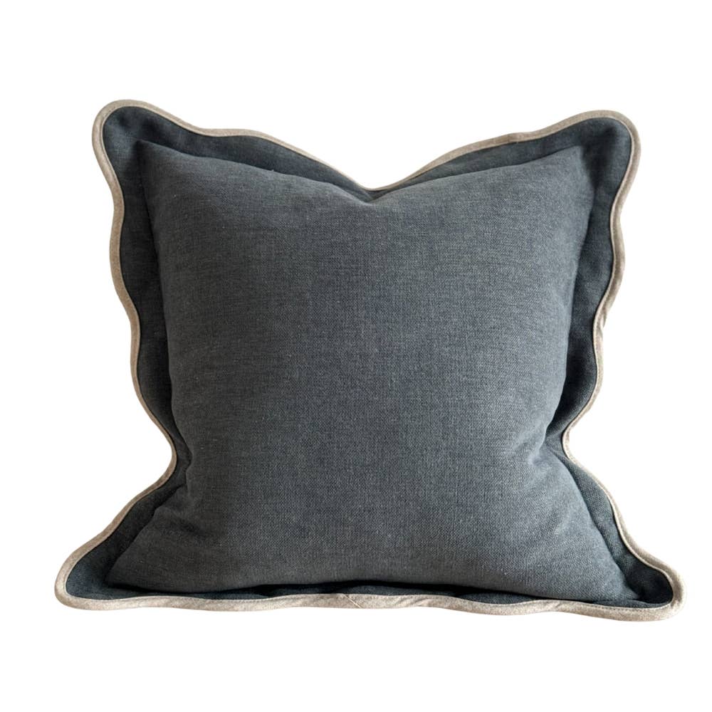 Chloe Navy Scalloped Edge Cushion