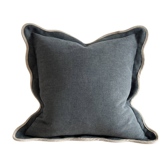 Chloe Navy Scalloped Edge Cushion