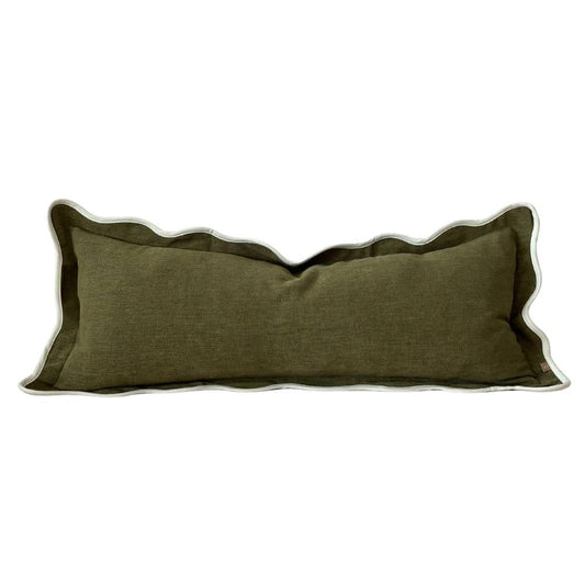 Olive Scalloped Edge Bolster