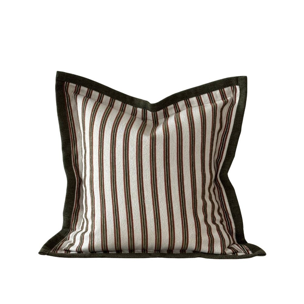 Olive and Terracotta Stripe Cushion